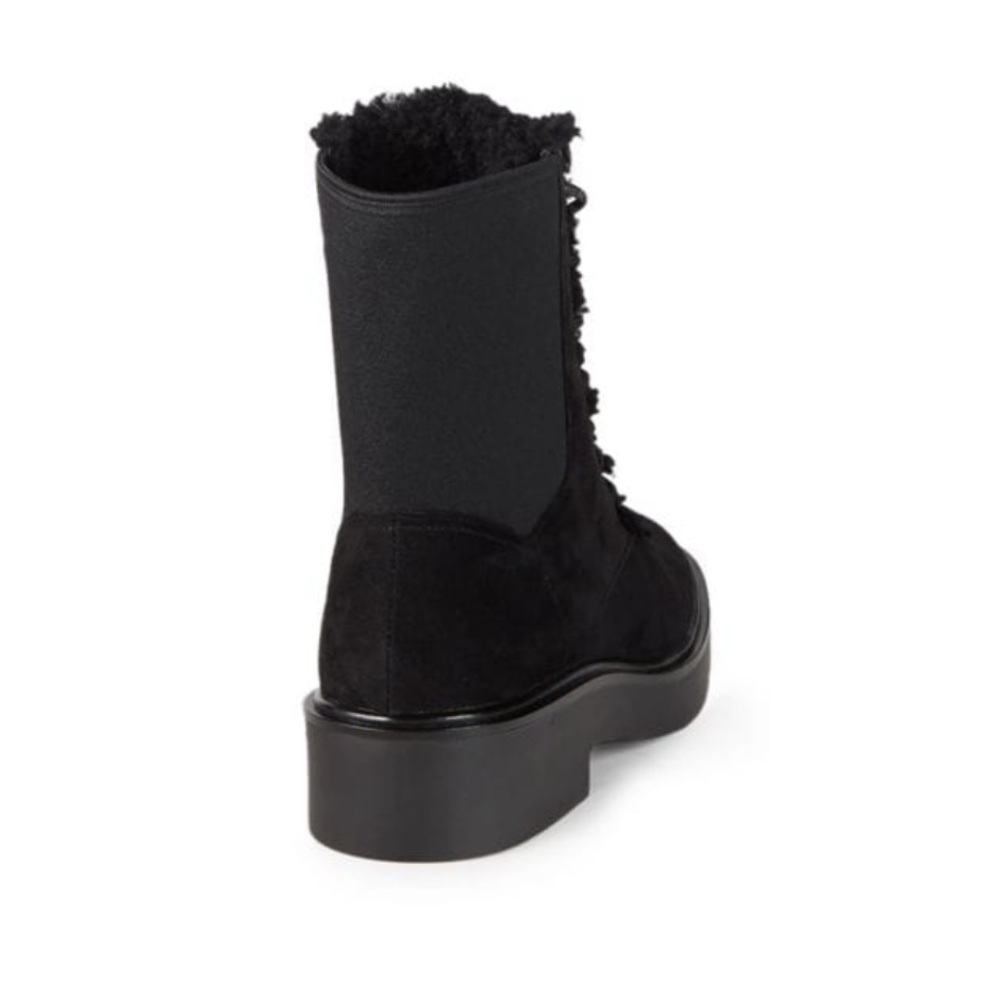 New Stuart Weitzman Henley Chill Suede & Shearling Combat Boots Size 37.5 - Picture 3 of 13
